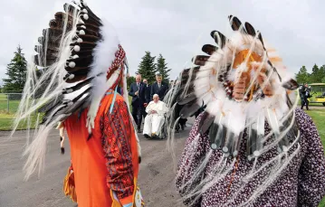 Spotkanie papieża Franciszka z rdzenną społecznością w Maskwacis. Kanada, 25 lipca 2022 r. fot. VATICAN PRESS OFFICE / AFP / EAST NEWS / 