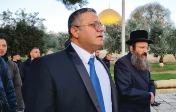 Minister bezpieczeństwa wewnętrznego Izraela Itamar Ben-Gvir na Wzgórzu Świątynnym w Jerozolimie. Izrael, 3 stycznia 2023 r. / MINHELET HAR-HABAIT / AFP / EAST NEWS