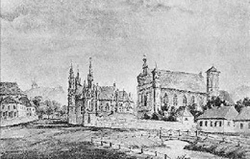Napoleon Orda, Kościół św. Anny i kościół pobernardyński w Wilnie, 1875, ołówek i akwarela / 