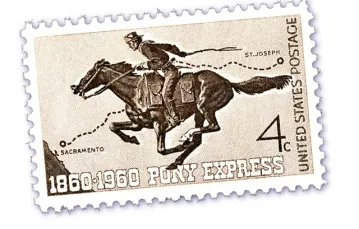 Znaczek upamiętniający słynną amerykańską pocztę konną "Pony Express" / fot. Leonard de Selva / Corbis / 