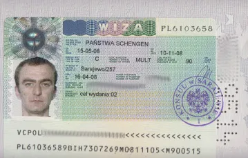 Polska wiza w bośniackim paszporcie / 