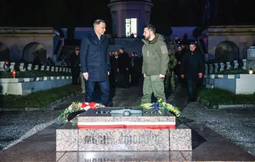 Prezydenci Polski i Ukrainy na cmentarzu Orląt Lwowskich. Lwów, 11 stycznia 2023 r. / JAKUB SZYMCZUK / KPRP / 