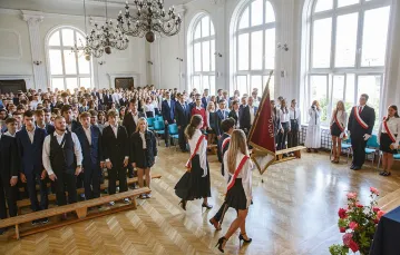 Rozpoczęcie roku szkolnego w I LO w Łomży. 1 września 2022 r. / MAREK MALISZEWSKI / REPORTER