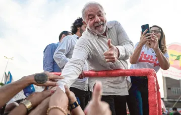 Luiz Inácio Lula da Silva na wiecu wyborczym, Belford Roxo, stan Rio de Janeiro, październik 2022 r. / CARL DE SOUZA / AFP / EAST NEWS