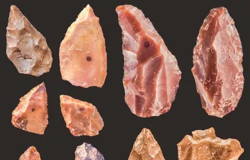 Narzędzia kamienne odnalezione obok najstarszych ludzkich skamieniałości w Maroku / MOHAMMED KAMAL / MPI VIA ZUMA WIRE