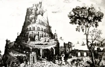 Nicolas Cochin (1610-1686), „Budowa wieży Babel”, akwaforta ze zbiorów Polskiej Akademii Umiejętności / 