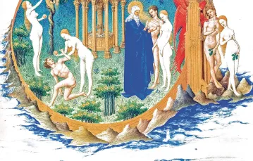 „Ogród Eden” – iluminacja w kalendarzu „Très Riches Heures”, francuskim ­manuskrypcie z pracowni braci Limbourg (1412–1416). / UNIVERSAL HISTORY ARCHIVE / GETTY IMAGES
