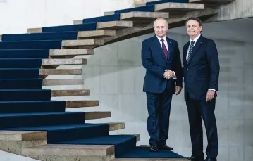 Władimir Putin i Jair Bolsonaro. Pałac Itamaraty w Brasílii. Brazylia, listopad 2019 r. / / PAVEL GOLOVKIN / AP / EAST NEWS