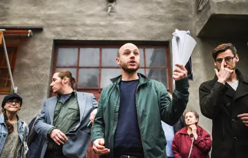 Jan Śpiewak podczas briefingu prasowego Wolnego Miasta Warszawa, 14 września 2017 r. / Adam Chełstowski / FORUM