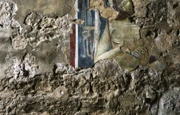 Ilario da Viterbo, fragment fresku przedstawiający cierpiącego Chrystusa, 1393 r. / fot. Elio Ciol / Corbis / 