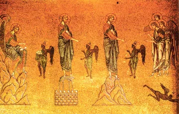 Kuszenie Chrystusa, mozaika w bazylice św. Marka w Wenecji, początek XII w. / WIKIPEDIA / DOMENA PUBLICZNA