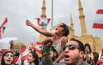 Demonstranci na placu Męczenników w Bejrucie, październik 2019 r. / AGNIESZKA PIKULICKA-WILCZEWSKA