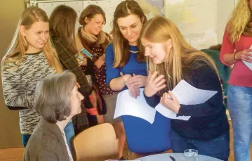 Spotkanie z byłą więźniarką Zofią Posmysz w Międzynarodowym Domu Spotkań Młodzieży w Oświęcimiu, 2015 r. / MDSM W OŚWIĘCIMIU / MDSM W OŚWIĘCIMIU