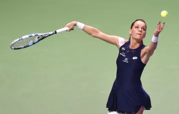 Agnieszka Radwańska podczas WTA Finals w Singapurze, 29.10.2015 r. /  / AFP PHOTO / MOHD FYROL