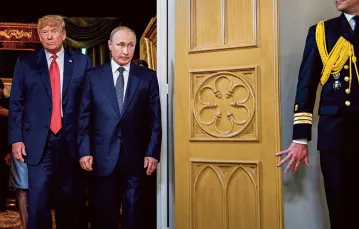Prezydenci Donald Trump i Władimir Putin w Helsinkach, 16 lipca 2018 r.  / FOT. BRENDAN SMIALOWSKI / AFP / EAST NEWS