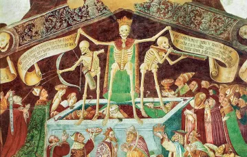 Triumf śmierci i taniec śmierci, 1485 r.,  fresk w Oratorium Pokutników  w Clusone koło Bergamo, Włochy / ERICH LESSING / EAST NEWS / ERICH LESSING / EAST NEWS