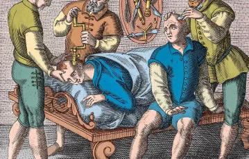 „Uczeni zaglądają do czaszek”, rycina barwna, 1594 r. / SCIENCE HISTORY IMAGES / ALAMY / BEW