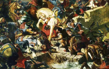 Eugéne Delacroix, „Bitwa pod Taillebourgiem”. Francuski Król Ludwik IX Święty stoczył ją z Henrykiem III, królem Anglii./ fot. Gianni Dagli Orti / East News / 