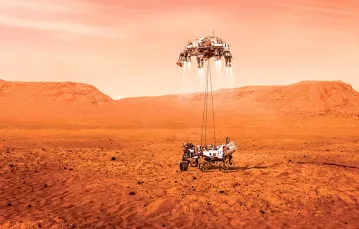 Symulacja lądowania na Marsie łazika Perseverance, które z sukcesem odbyło się 18 lutego. / NASA / JPL-CALTECH