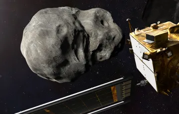 Celem sondy DART było zderzenie się z asteroidą Dimorphos / WIZUALIZACJA NASA / 
