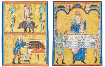 RYC. 1 i 2: Miniatury ilustrujące grudzień i styczeń, Psałterz Fécamp (ok. 1185 r.) / KONINKLIJKE BIBLIOTHEEK