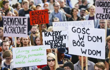 Manifestacja "Uchodźcy mile widziani" w Krakowie. Fot: Beata Zawrzel/REPORTER / 