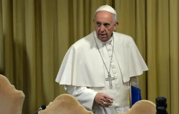  Papież Franciszek na sesji Synodu o Rodzinie, październik 2015 r. ANDREAS  SOLARO AFP/EAST NEWS / 