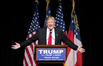 Donald Trump przemawia w Atlancie, 21.02 2016 r. / ( / Fot. David Goldman/AP/FOTOLINK/EASTNEWS
