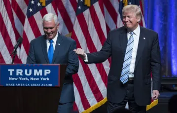 Mike Pence i Donald Trump, Nowy Jor, 16.07.2016 r. / / Fot. Evan Vucci/AP/FOTOLINK/EASTNEWS