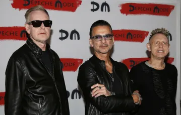Na zdjęciu od lewej Andrew Fletcher, Dave Gahan i Martin Gore z Depeche Mode, październik 2016 r. Fot. AP/East News / 