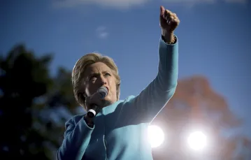 Hillary Clinton przemawia w St. Anselm College w Manchesterze, 24.10.2016 r. /  / Fot. Andrew Harnik/AP/FOTOLINK/EASTNEWS