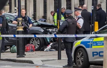 Samochód, którym zamachowiec wjechał w przechodniów, Londyn, 22 marca 2017 r. /  / fot. Evening Standard / eyevine / EAST NEWS