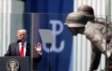 Donald Trump przemawia na Placu Krasińskich, Warszawa, 06.07.2017 r. / /  FOT. STANISLAW KOWALCZUK/EASTNEWS