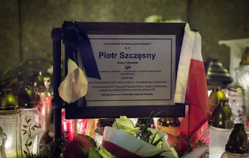 Nekrolog Piotra Szczęsnego na Placu Defilad, Warszawa, 6.11.2017 r. / Fot. Marek M Berezowski/REPORTER