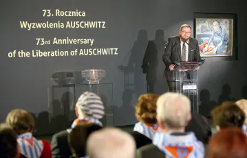 Piotr Cywiński przemawia podczas obchodów 73. rocznicy wyzwolenia KL Auschwitz. 27 stycznia 2018 r. Fot. Damian Klamka/East News