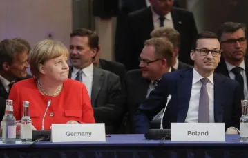 Angela Merkel i Mateusz Morawiecki na Petersburskim Dialogu Klimatycznym,  Berlin, 16 czerwca 2018 r. / Fot. Markus Schreiber, Pool / AP/EAST NEWS / 