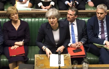 Premier Theresa May przemawia podczas głosowania nad tzw. twardym brexitem, czyli opuszczeniem Unii bez porozumienia, Londyn, 13 marca 2019 r. / / Fot. Mark Duffy/Xinhua News/East News