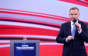 W programie pt. „Debata Wyborcza” w TVP wziął udział jedynie prezydent Andrzej Duda. Końskie, 6 lipca 2020 r. /  / fot. Jan Bogacz / TVP / East News