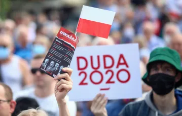 Podczas spotkania Andrzeja Dudy z mieszkańcami Olkusza, 9 lipca 2020 r. / FOT. Beata Zawrzel/REPORTER / 