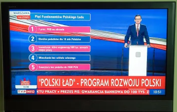 Konferencja PiS, ogłaszająca tzw. Nowy Ład, 13 maja 2021 r. / Fot. Wojciech Stróżyk / Reporter / East News / 