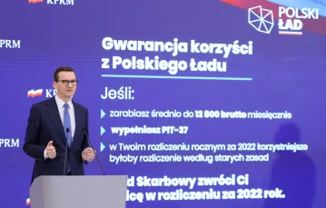  Konferencja premiera Mateusza Morawieckiego, Warszawa, 21 stycznia 2022 r. / Fot. Mateusz Grochocki/East News / 
