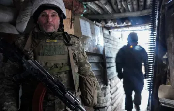 Ukraińscy żołnierze na froncie, 26 stycznia 2022 r. Fot. AA/ABACA/Abaca/East News / 