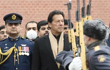 Premier Pakistanu Imran Chan z wizytą w Moskwie, 24 lutego 2022 r. Fot. Pool AFP/Associated Press/East News / 