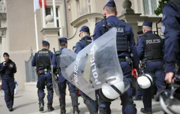Policja na Marszu Równości w Gnieźnie, 7 maja 2022 r. / FOT. Norbert Rzepka/REPORTER / 