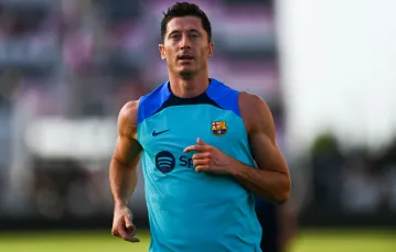 Robert Lewandowski na treningu Barcelony w Fort Lauerdale (USA), 19 lipca 2022 r. / FOT. CHANDAN KHANNA / AFP / EAST NEWS / 