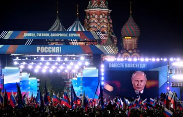Świętowanie na Placu Czerwonym w Moskwie po ogłoszeniu przez Kreml aneksji czterech ukraińskich regionów, 30 września 2022 r. / FOT. Alexander NEMENOV / AFP)/EASTNEWS / 
