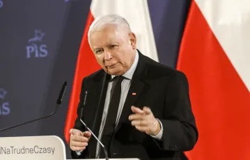 Jarosław Kaczyński na spotkaniu w Olsztynie, 6 listopada 2022 r. / FOT. Artur Szczepanski/REPORTER / 