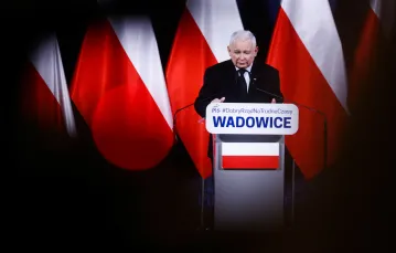 Jarosław Kaczyński podczas spotkania z wyborcami w Wadowicach, 12 listopada 2022 r. / fot. Beata Zawrzel/REPORTER / 