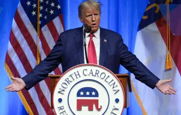 Donald Trump przemawia podczas konwencji Partii Republikańskiej w Północnej Karolinie, 10 czerwca 2023 r. / fot. George Walker IV/Associated Press/East News / 