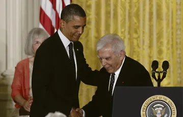 Prezydent Barack Obama i Adam Daniel Rotfeld. Biały Dom w Waszyngtonie, USA 29 maja 2012 r. / fot. Charles Dharapak / AP / East News